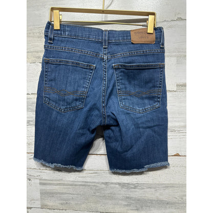 Denizen Levi's Denim Shorts Jorts Boys Size 12 Blue Raw Hem Adjustable Waist EUC2