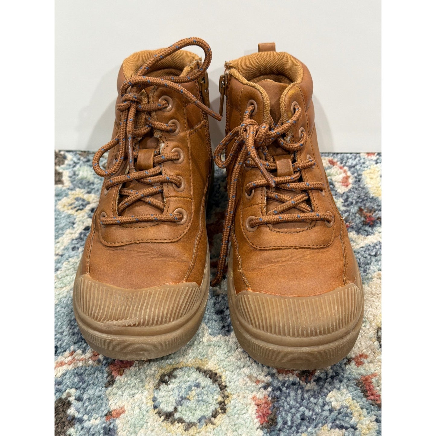 Cat & Jack Boots Boys 12 Brown Faux Leather Lace Up1