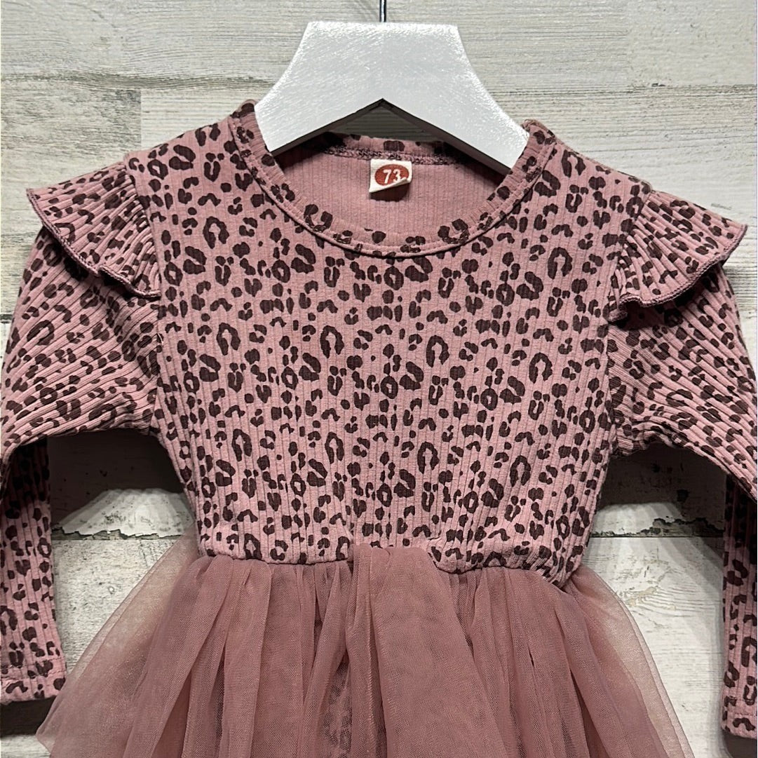 Leopard Tulle Skirt Bodysuit Girls 6-9M Pink Ruffle Balletcore EUC1