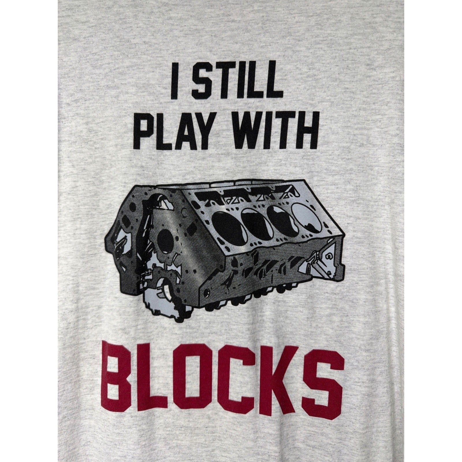 Gildan Graphic T-Shirt Men 2XL Gray I Still Play With Blocks Mechanic EUC1