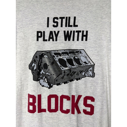 Gildan Graphic T-Shirt Men 2XL Gray I Still Play With Blocks Mechanic EUC1