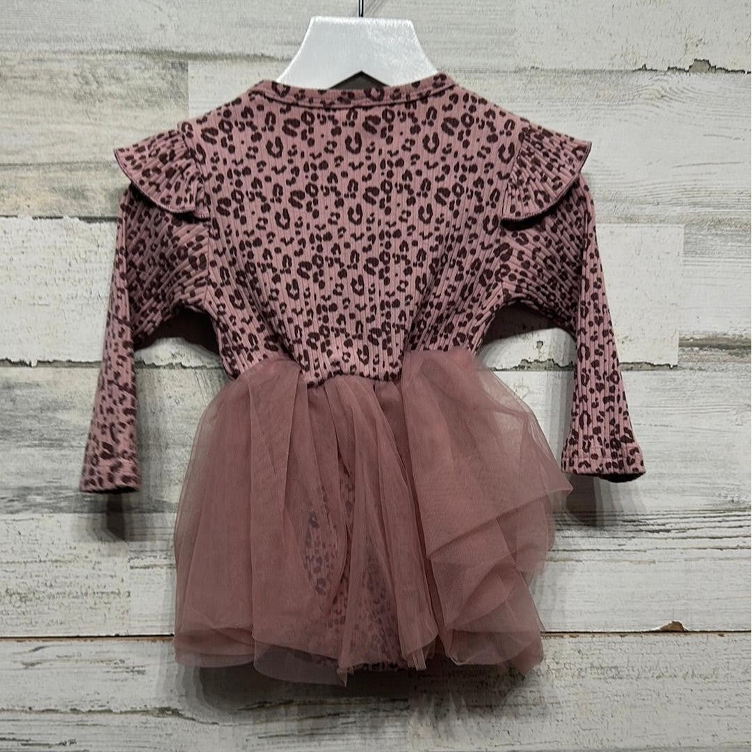 Leopard Tulle Skirt Bodysuit Girls 6-9M Pink Ruffle Balletcore EUC2