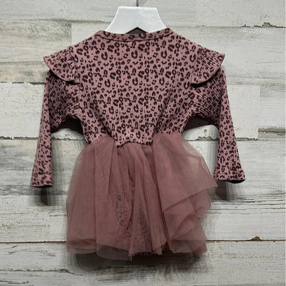 Leopard Tulle Skirt Bodysuit Girls 6-9M Pink Ruffle Balletcore EUC2
