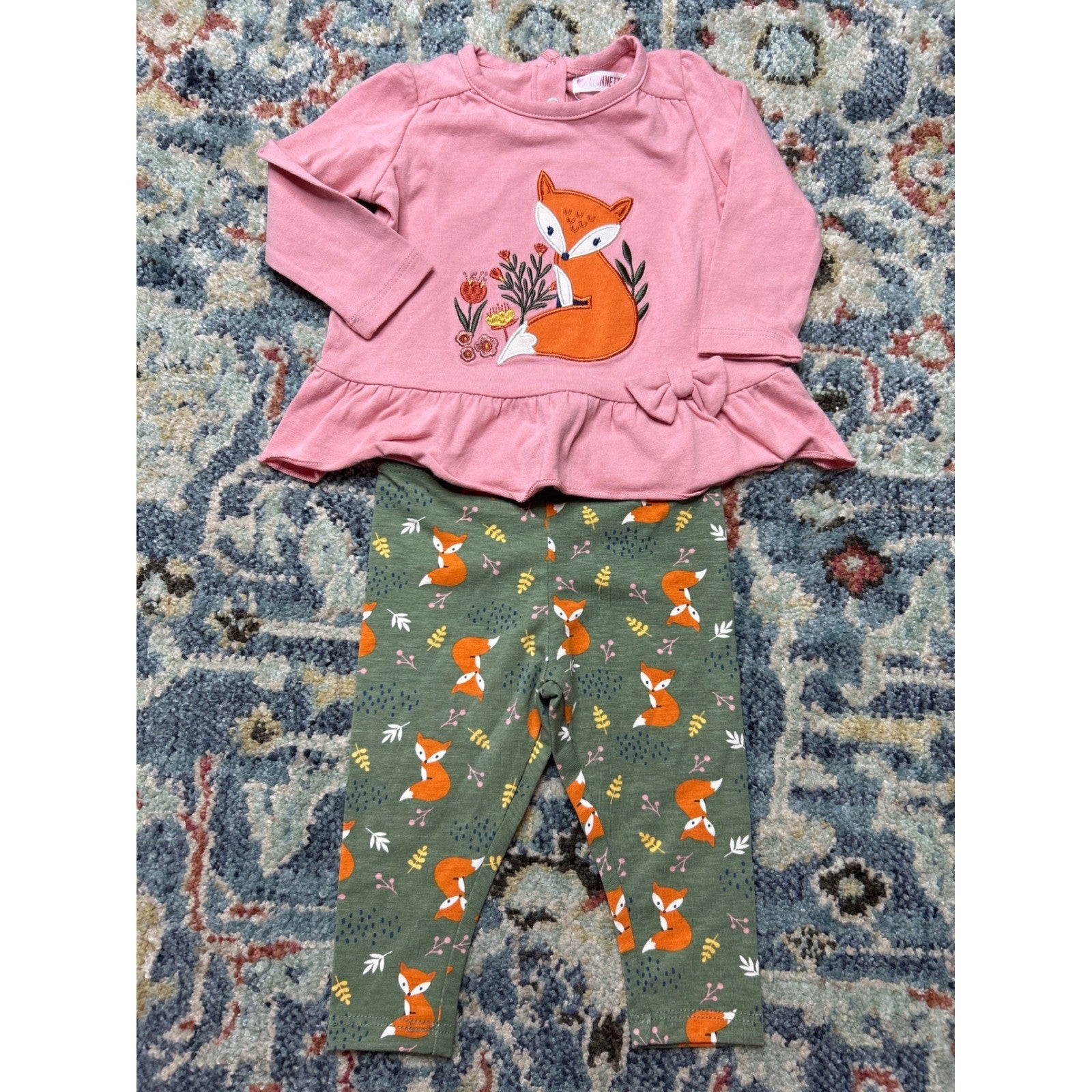 Feather Baby Nannette M&S Blue Zoo Girls 6-9M Blue Pink Floral Animal Bundle3