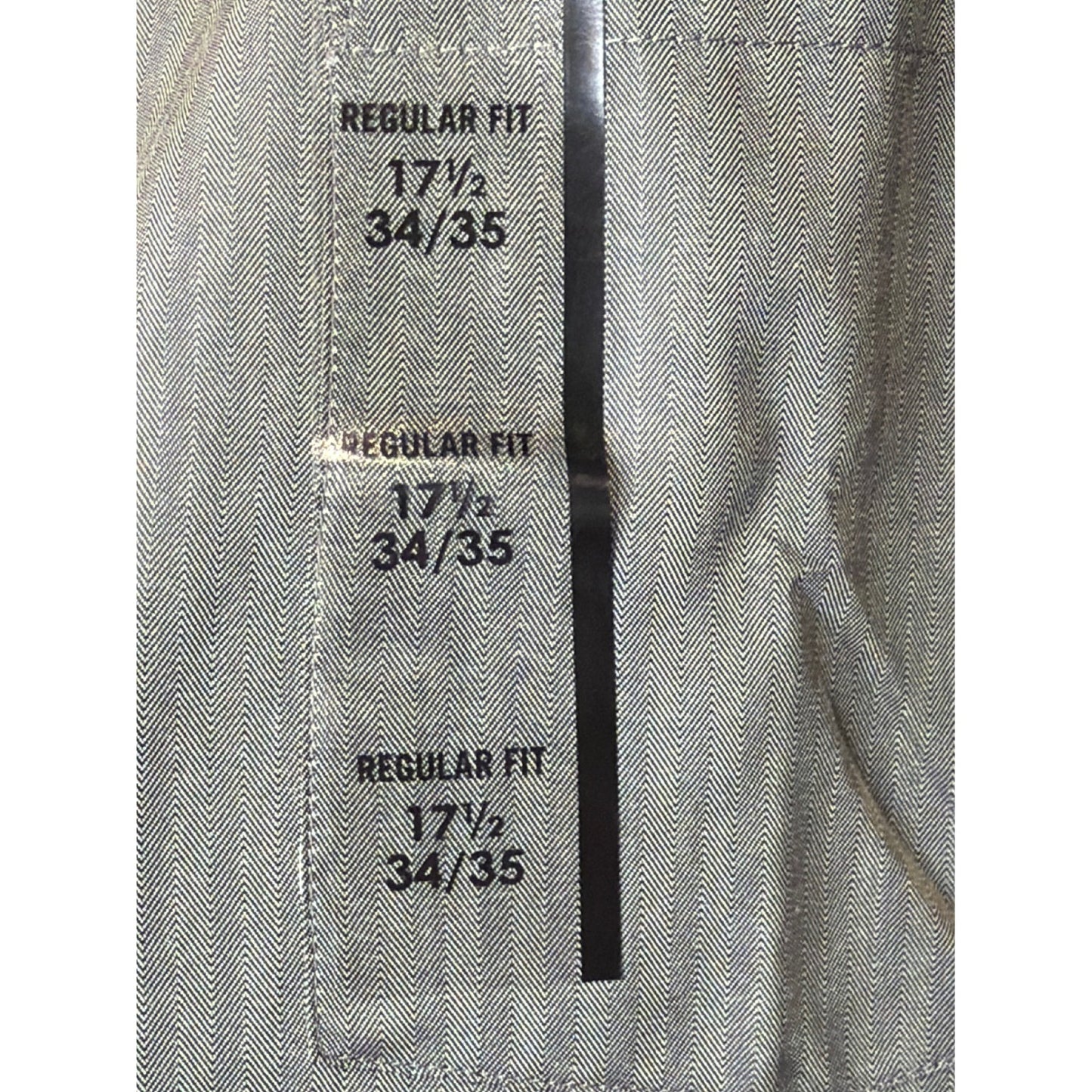 Van Heusen Dress Shirt Men 17.5 34/35 Grey Royal Herringbone Business Core NWT2