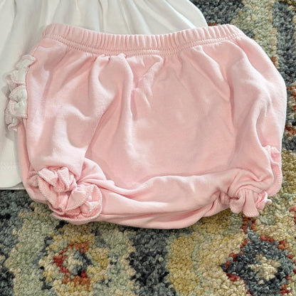 Magnolia Baby Smocked Set Fits Girls 3-6m White Pink Pima Cotton Heirloom EUC*7