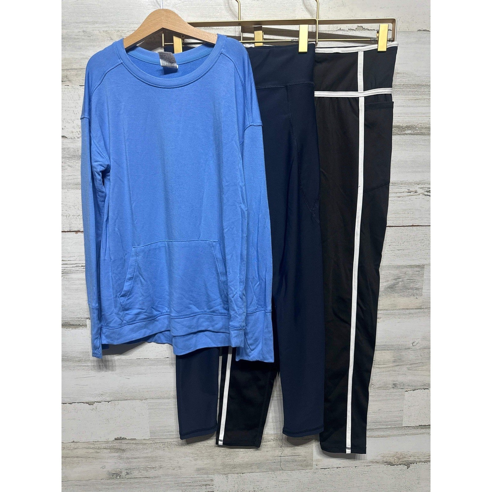 All In Motion Old Navy GB Girls Activewear Set 10/12 Blue Black Navy EUC0