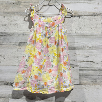 Angel Dear Muslin Dress Girls 2T Pink Yellow Floral Organic Cotton Boho EUC4