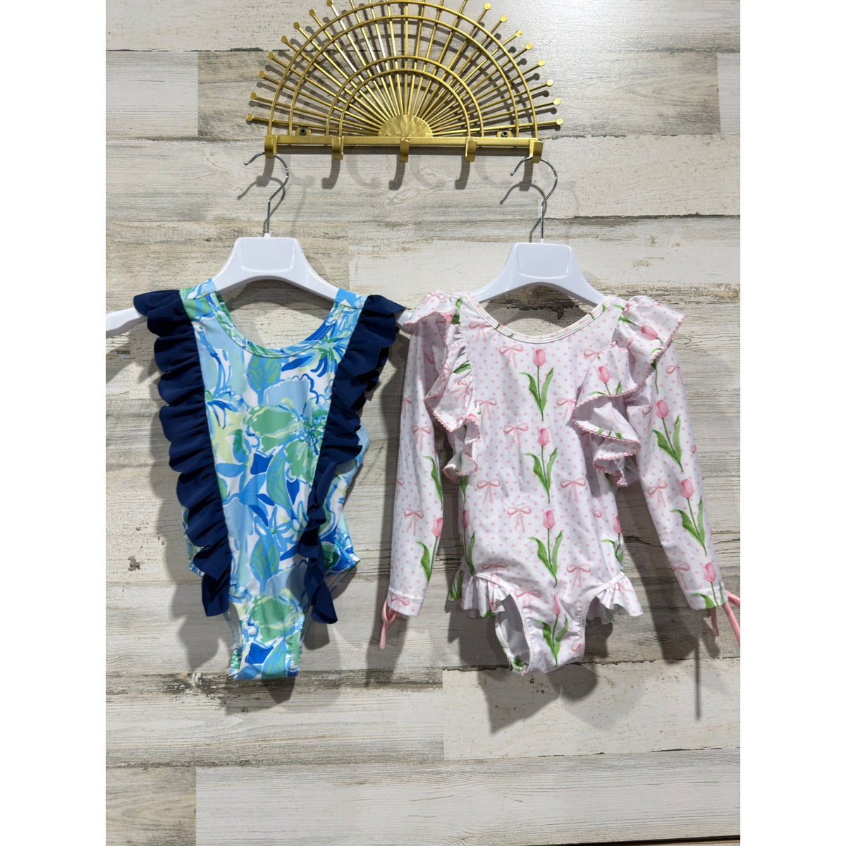 Little Bear Smocks Ruffle Bow One Piece Swimsuit Bundle Girls 3T Flawed*0
