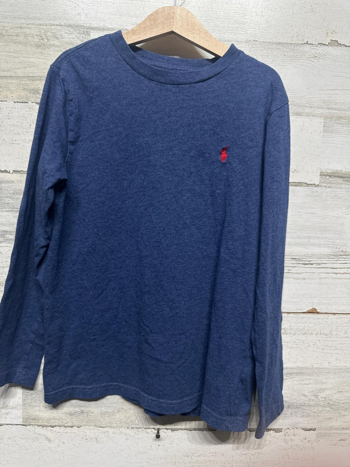 Polo Ralph Lauren Long Sleeve T-Shirt Kids Size 8 Blue Heathered Pony EUC0