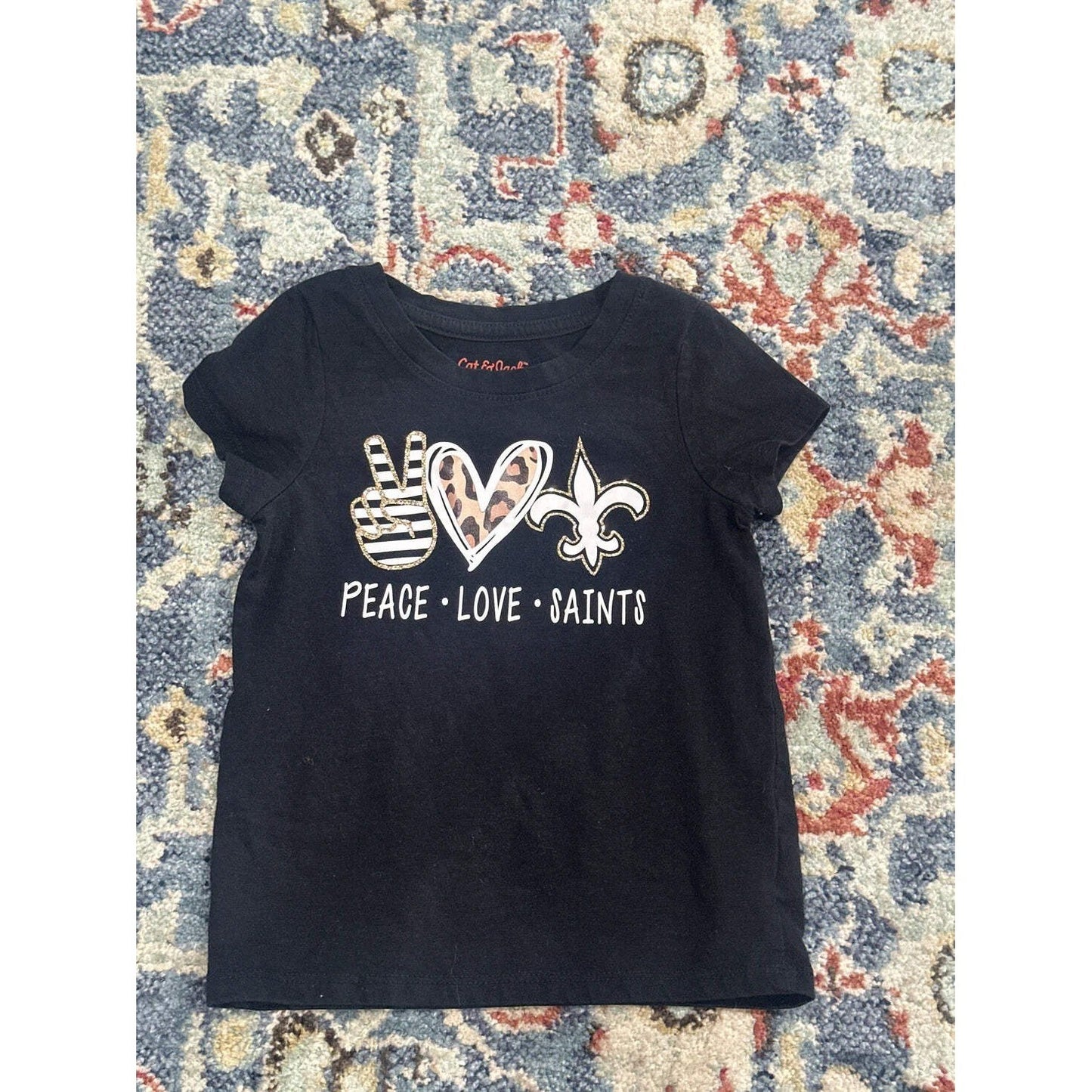 Girls 3T Black Peace Love Saints EUC0