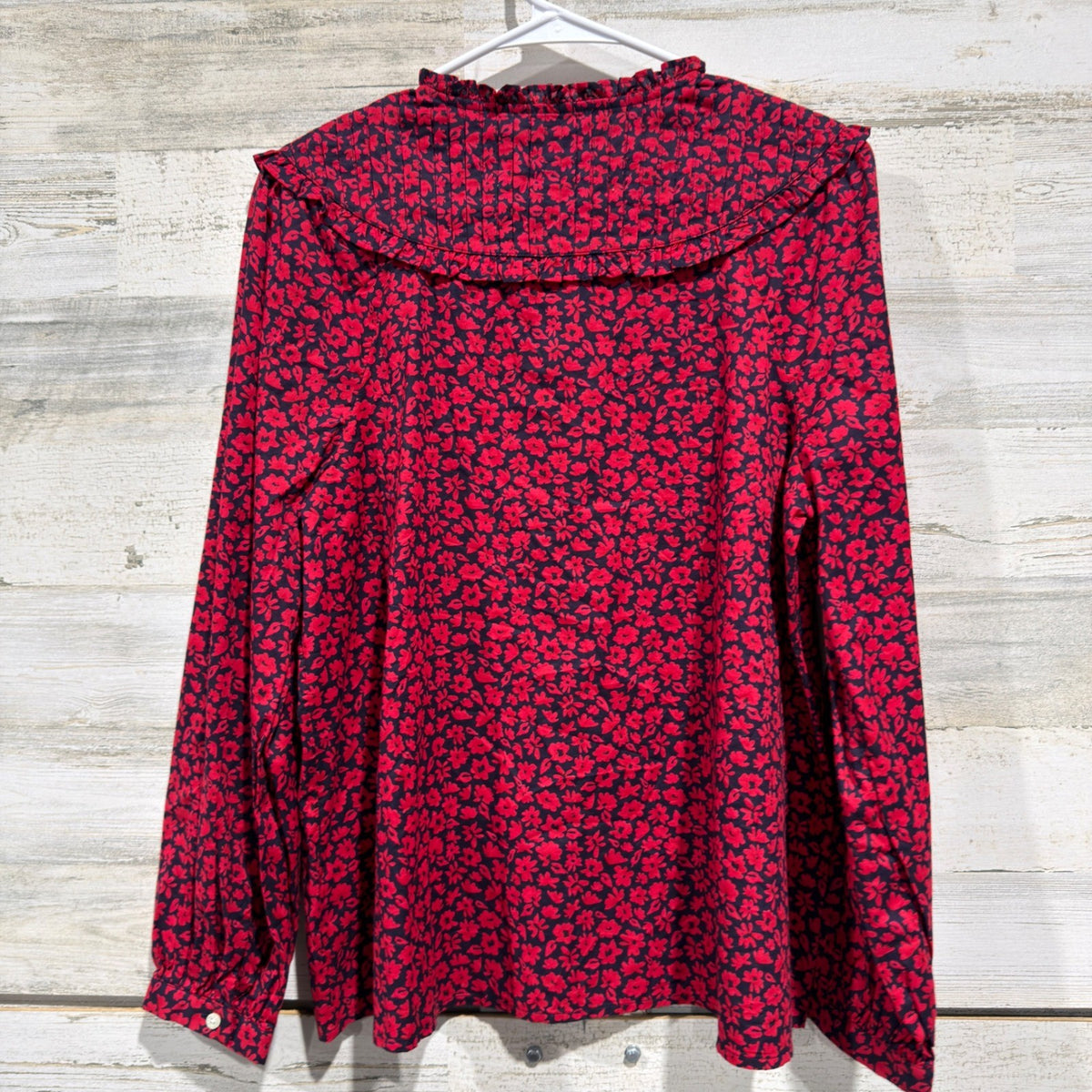 Vineyard Vines Wildflowers Pleated Yoke Top Women 12 Red Floral Preppy NWT4