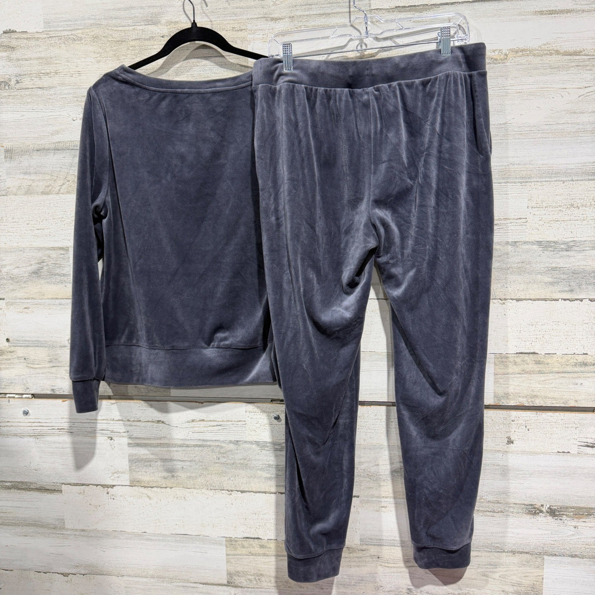 Soma WKND Velour Lounge Set Women Size M Gray Polyester Spandex Casual Cozy7