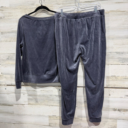 Soma WKND Velour Lounge Set Women Size M Gray Polyester Spandex Casual Cozy7