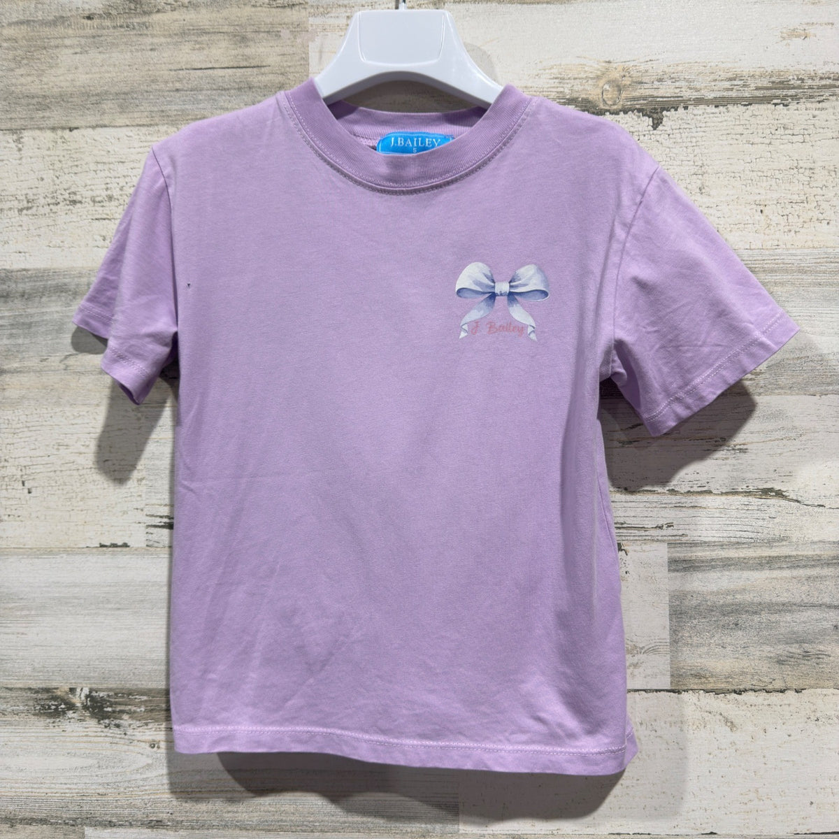 J. Bailey Ice Cream Bow Graphic T-Shirt Girls 5 Purple 100% Cotton Flawed*0