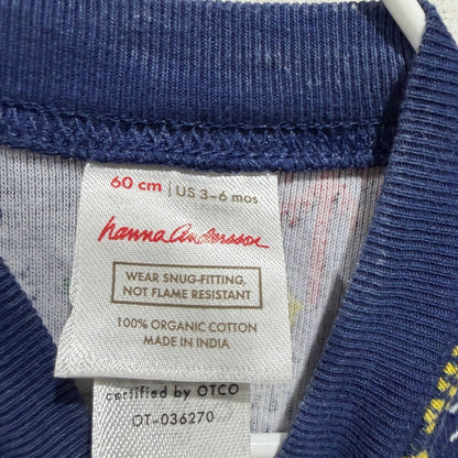 Hanna Andersson Moon and Back Sleepers Kids 3-6M Navy Cotton Holiday EUC4