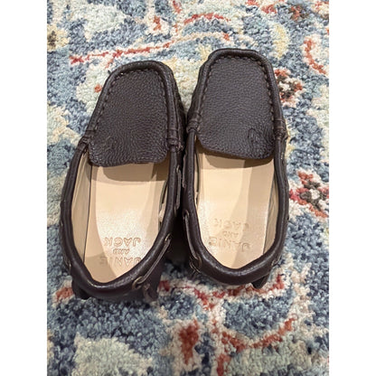Janie and Jack Loafers Boys Size 7 Brown Pebbled Leather Driving Mocs3