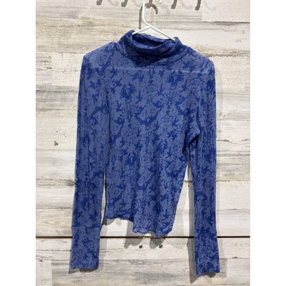 Free People Intimately Top Women S Blue Floral Mock Neck Thermal Boho0