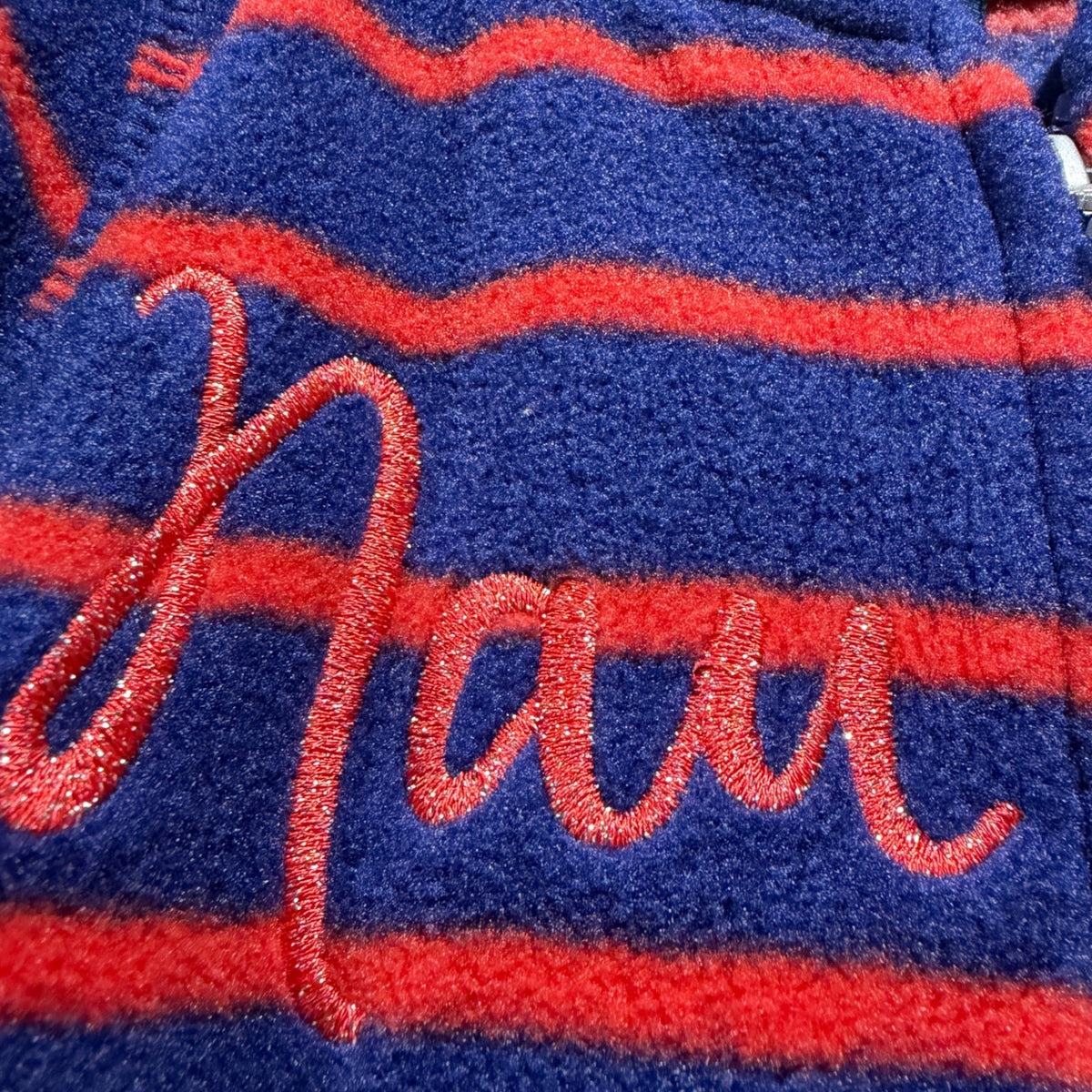 Nautica Fleece Hoodie Jacket Girls 2T Navy Red Striped Nautical Preppy Fall EUC1