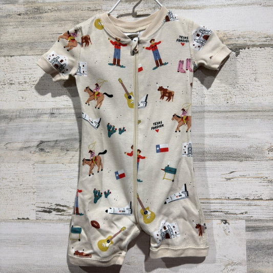 Smaller Things Romper Kids 3-6M Cream Texas Forever Cowboy Organic Cotton EUC0