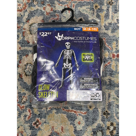 Morphsuits Skeleton Morphsuit Boys Medium 8-10 Black Glow In The Dark NWT0