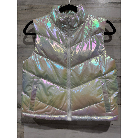 Xersion Puffer Vest Girls 14 Pink Iridescent Holographic Quilted EUC0