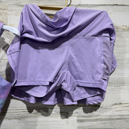 BCG Club Sports Skort Bra Set Girls M 8-10 Purple Tie Dye Polyester Spandex EUC3