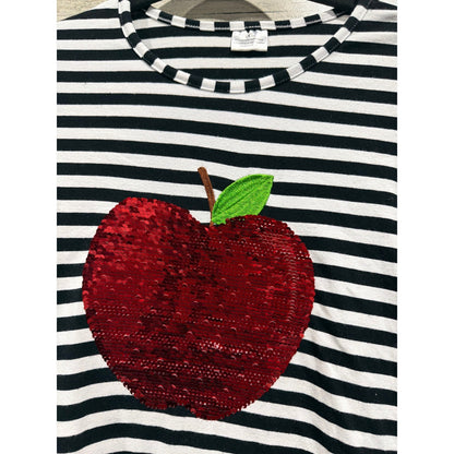 OshKosh Dress Shirt Jeggings Girls 7 Medium Sequin Apple Birthday GUC6