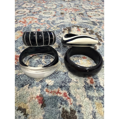 Bangle Bracelet Bundle Women Black White Geometric Mod0