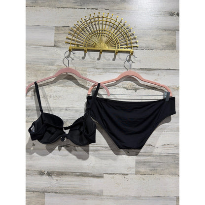 Y2K Gap Body Bikini Set Women 36B/L Black Underwire Hipster 2006 Swim Resort3