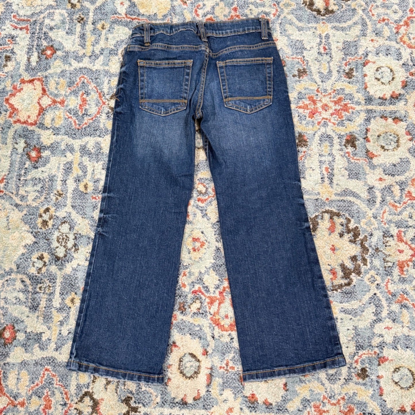 Cat & Jack Bootcut Jeans Boys 7 Dark Wash Adjustable Waist Stretch EUC2