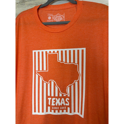 State Life Graphic T-Shirt Men 2XL Orange Texas Map Heritage Americana EUC1