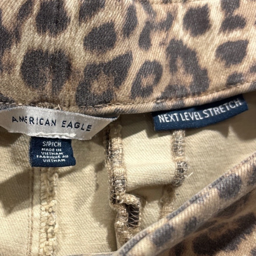 American Eagle Capri Leggings Womens Small Brown Leopard Print Stretch2