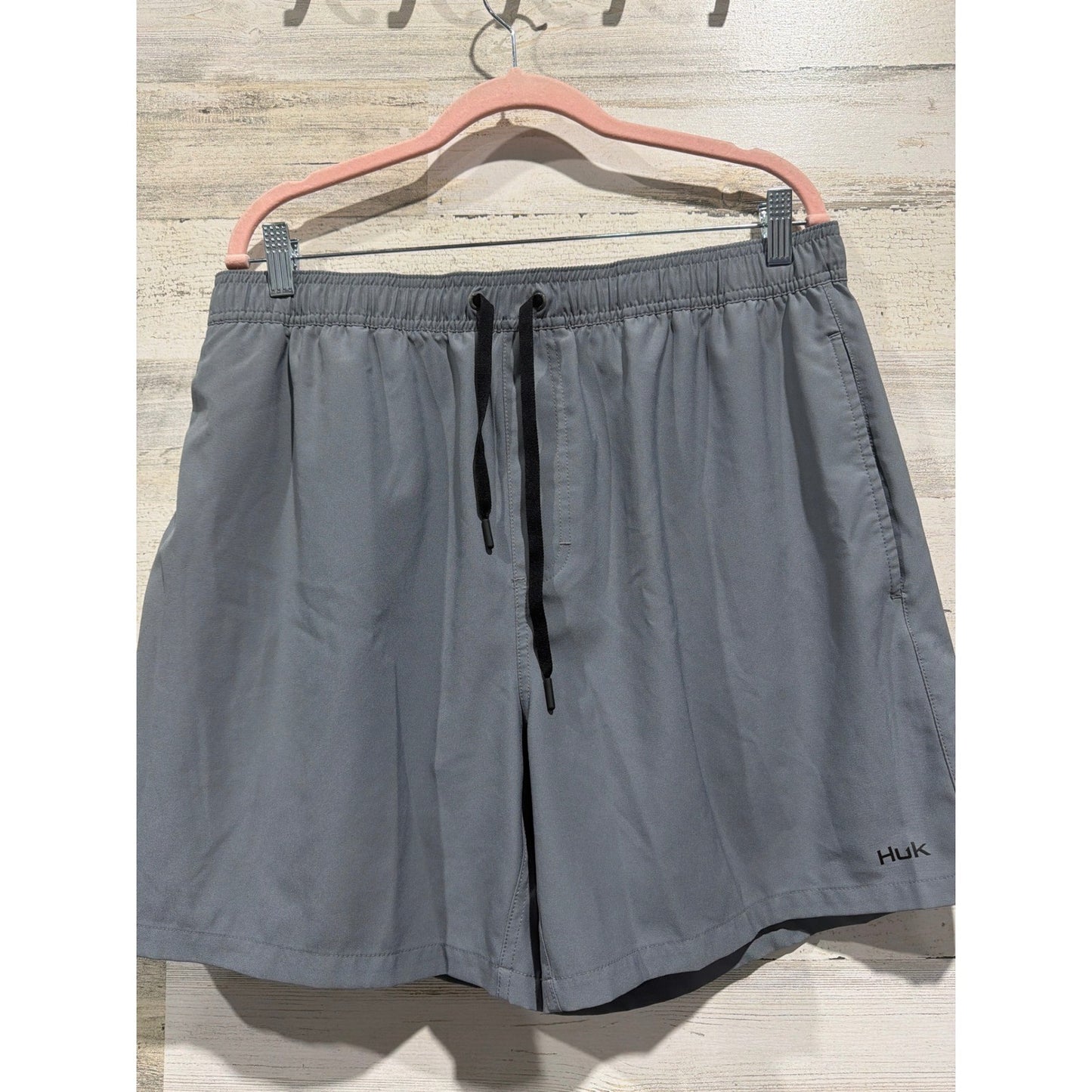 Huk Swim Trunks Men XL Gray Performance Fishing Board Shorts EUC0