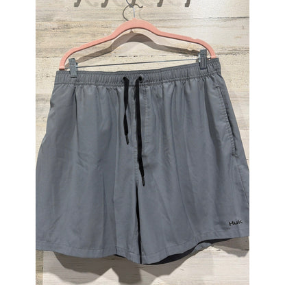 Huk Swim Trunks Men XL Gray Performance Fishing Board Shorts EUC0