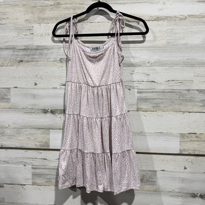 Gaudie Tiered Mini Dress Womens Size S Pink White Polka Dot Polyester Boho EUC0