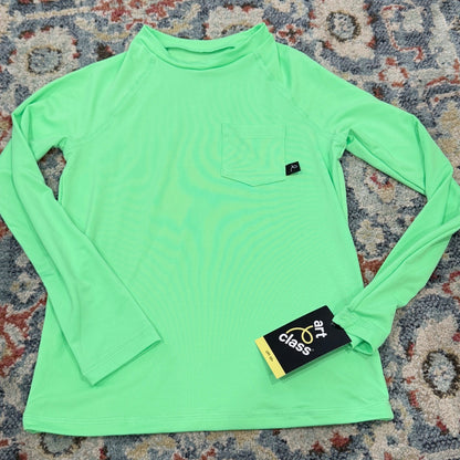 Art Class Rash Guard Boys Size 8 Green Long Sleeve UPF 50+ Swim NWT0