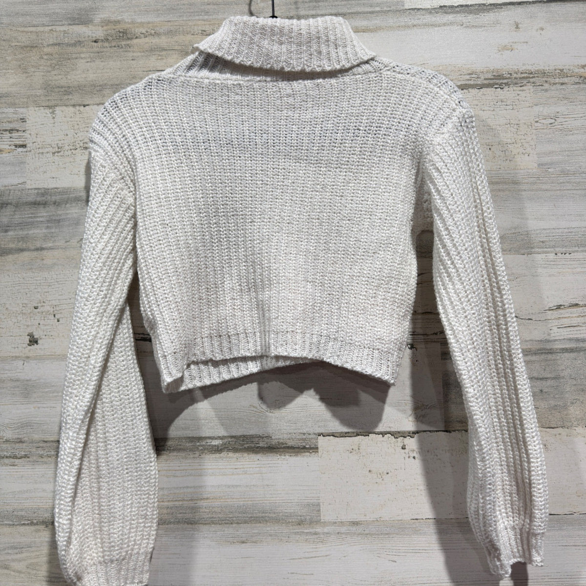 SHEIN Turtleneck Cropped Sweater Girls 12 (150) White Ribbed Knit Winter EUC3