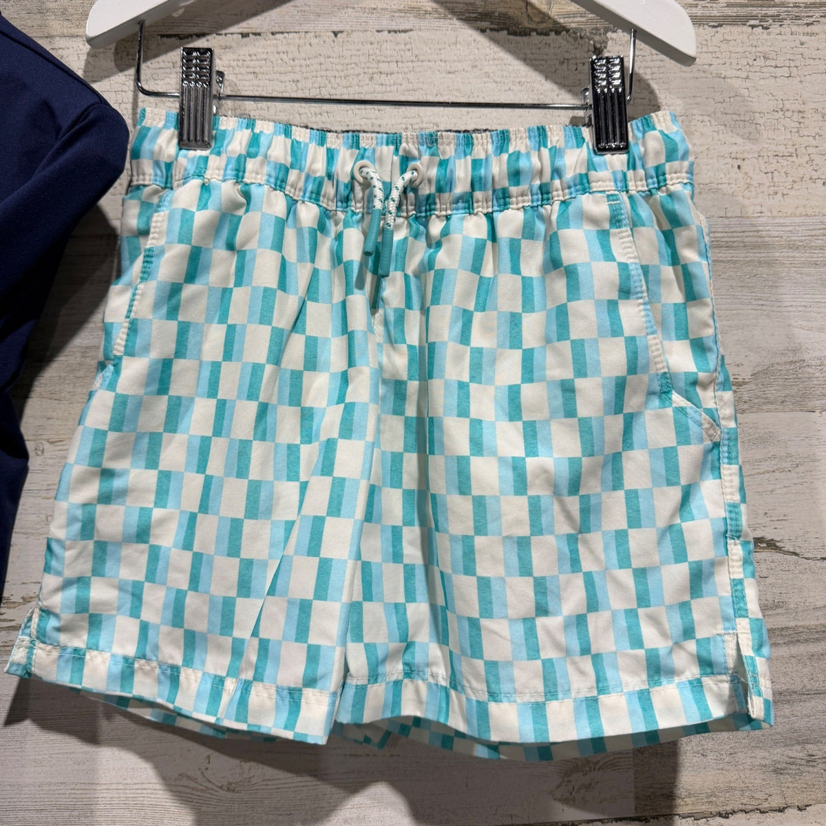 Cat & Jack Art Class Swim Set Boys S 6/7 Navy Teal Checkered Modern3
