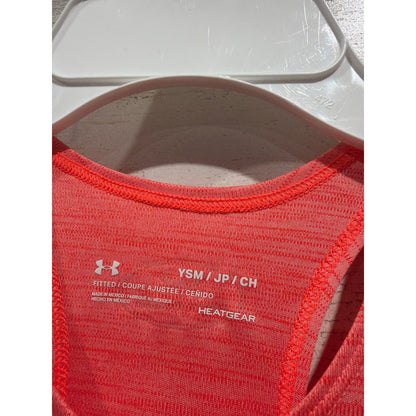 Under Armour Tank Top Girls Youth Small Pink HeatGear Space Dye Athletic *Flawed1