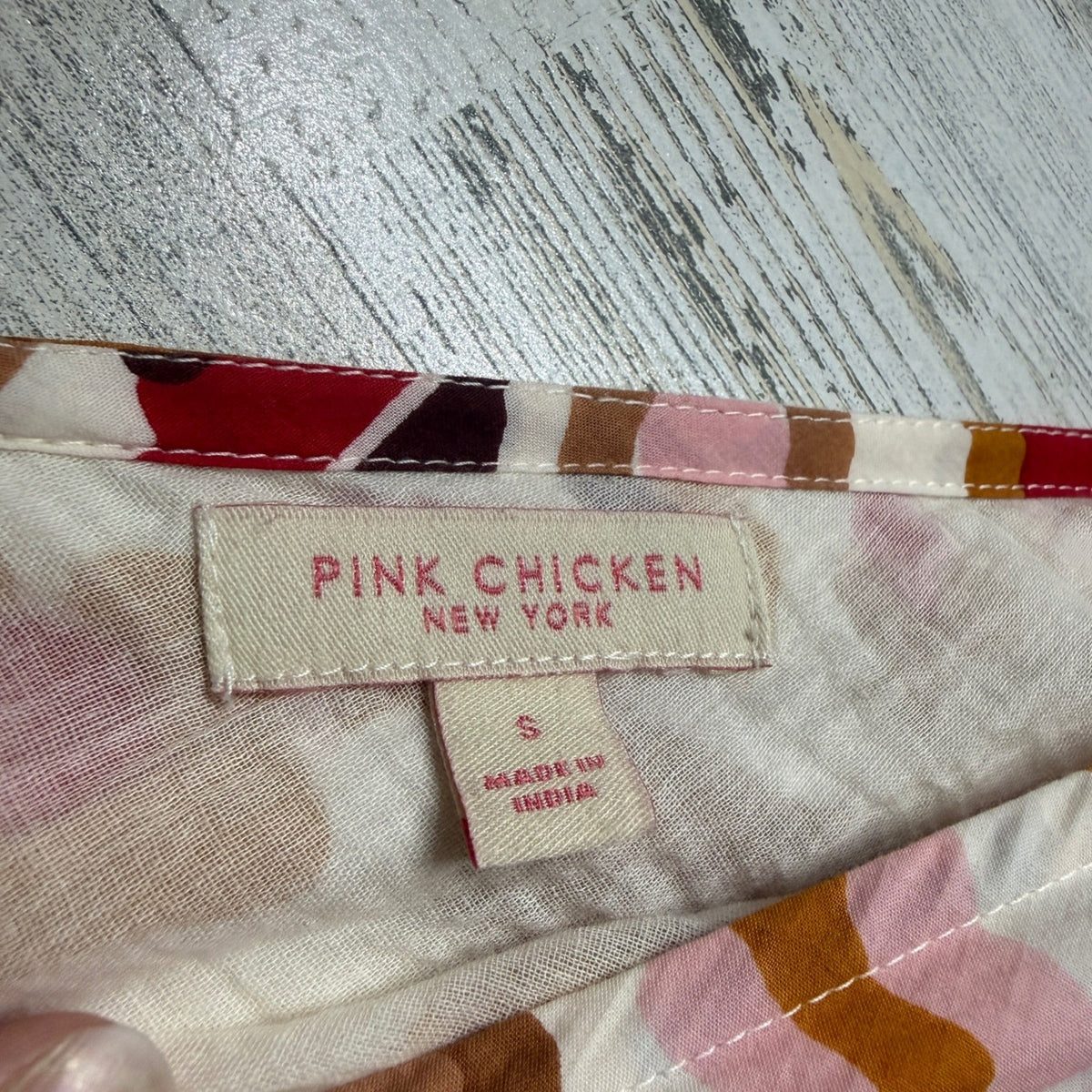 Pink Chicken Midi Dress Women Small Tan Leopard Sequin Cuff Cotton Boho EUC3