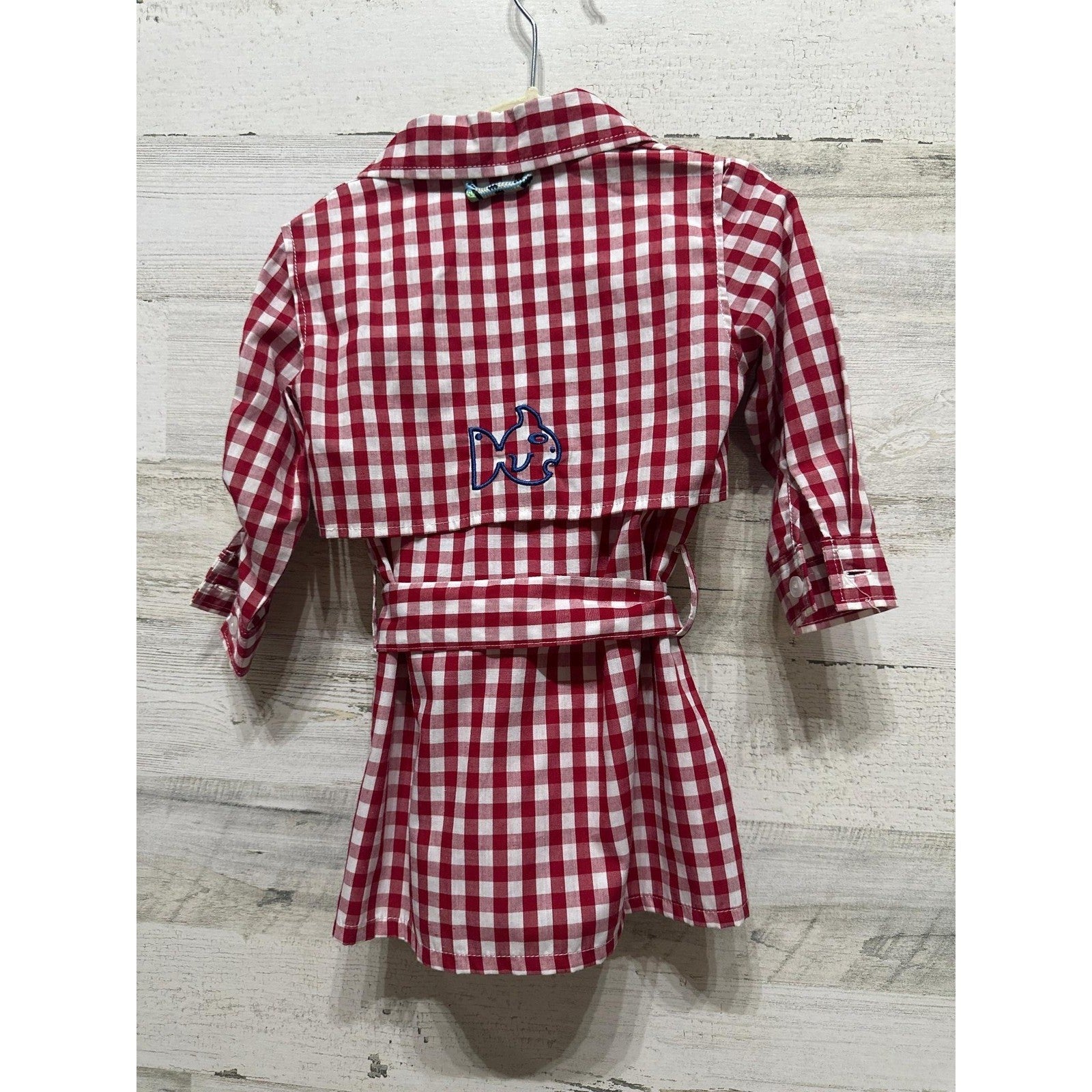 Prodoh Fishing Dress Girls 12M Red Plaid Gingham Belted Outdoor Flawed*3
