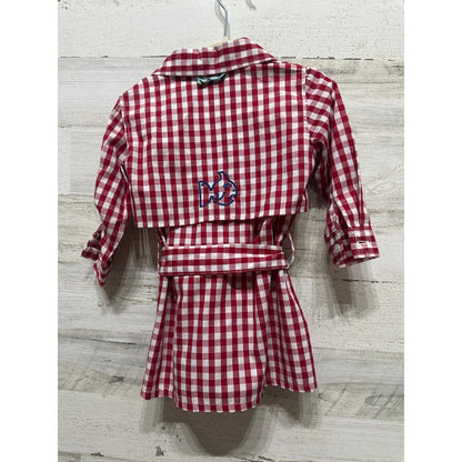 Prodoh Fishing Dress Girls 12M Red Plaid Gingham Belted Outdoor Flawed*3