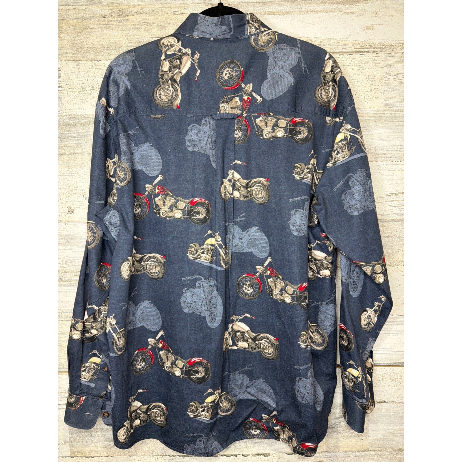 Clearwater Outfitters Button Down Shirt Men Large Blue Motorcycle Biker *Flawed5