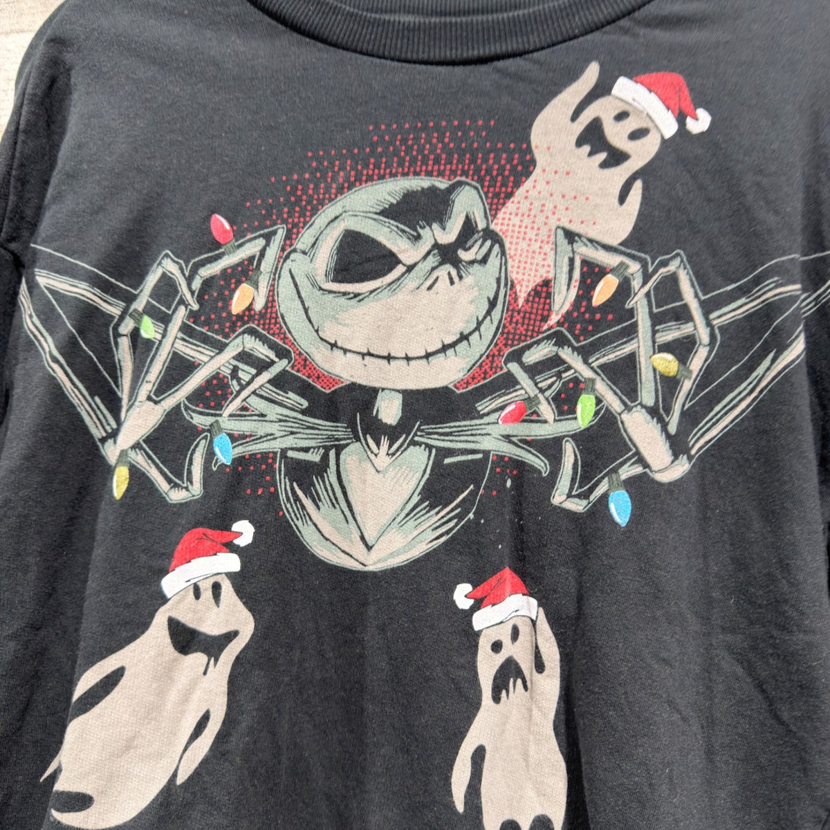 Disney Nightmare Before Christmas Sweatshirt Kids L 10/12 Black Cotton Holiday1