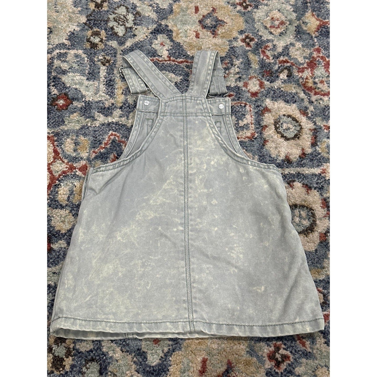 Wonder Nation Overall Dress Girls 2T Light Green Acid Wash Denim EUC1
