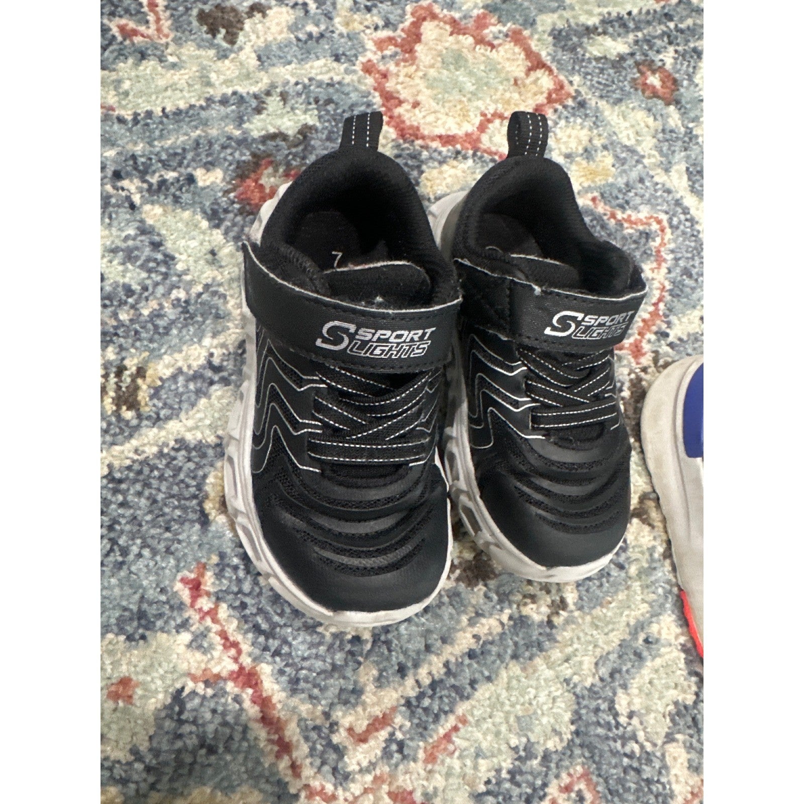 Adidas Sport Lights Sneakers Bundle Boys Toddler 7 Black White Light Up GUC2