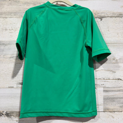 Hanna Andersson Rash Guard Kids 6-7 Green Short Sleeve Swim Shirt *Flawed4