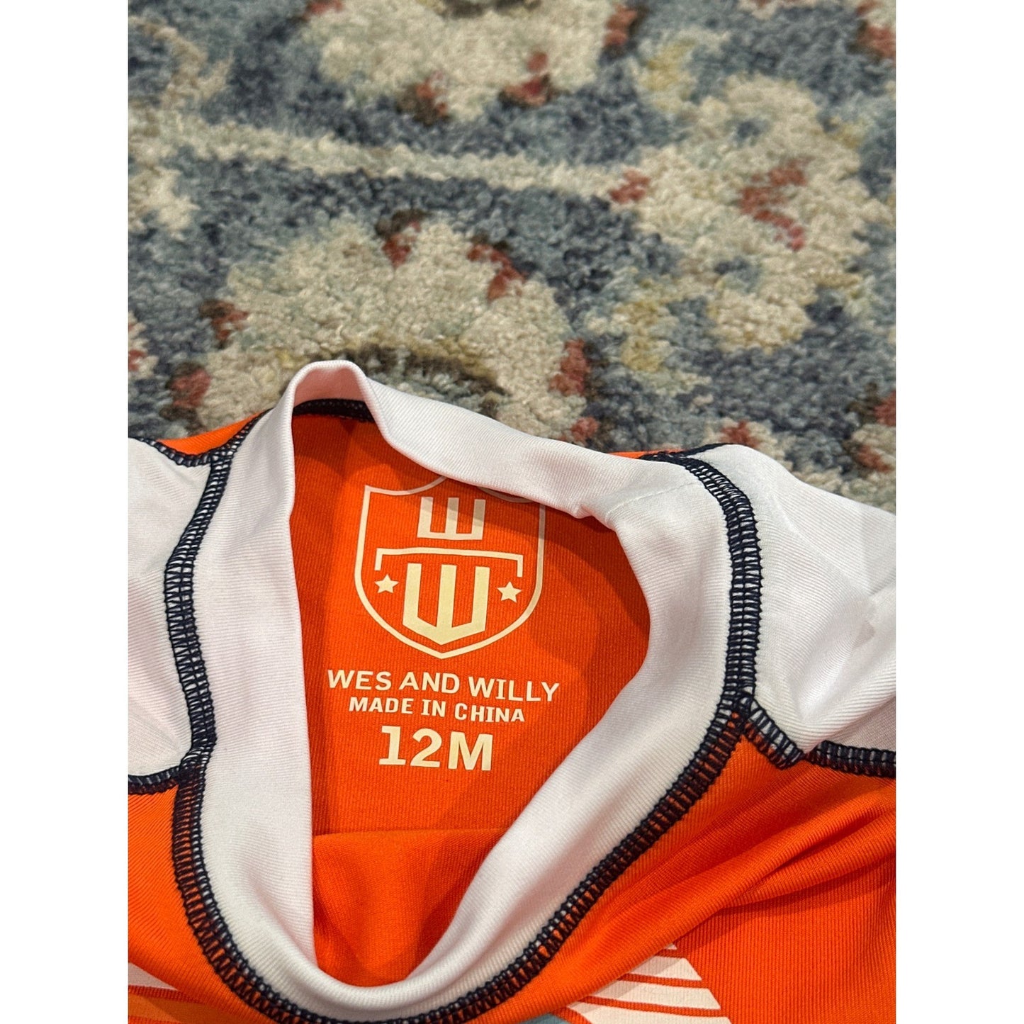 Wes And Willy Rash Guard Boys 12M Orange Navy Sea Turtle UPF 50+ NWT3