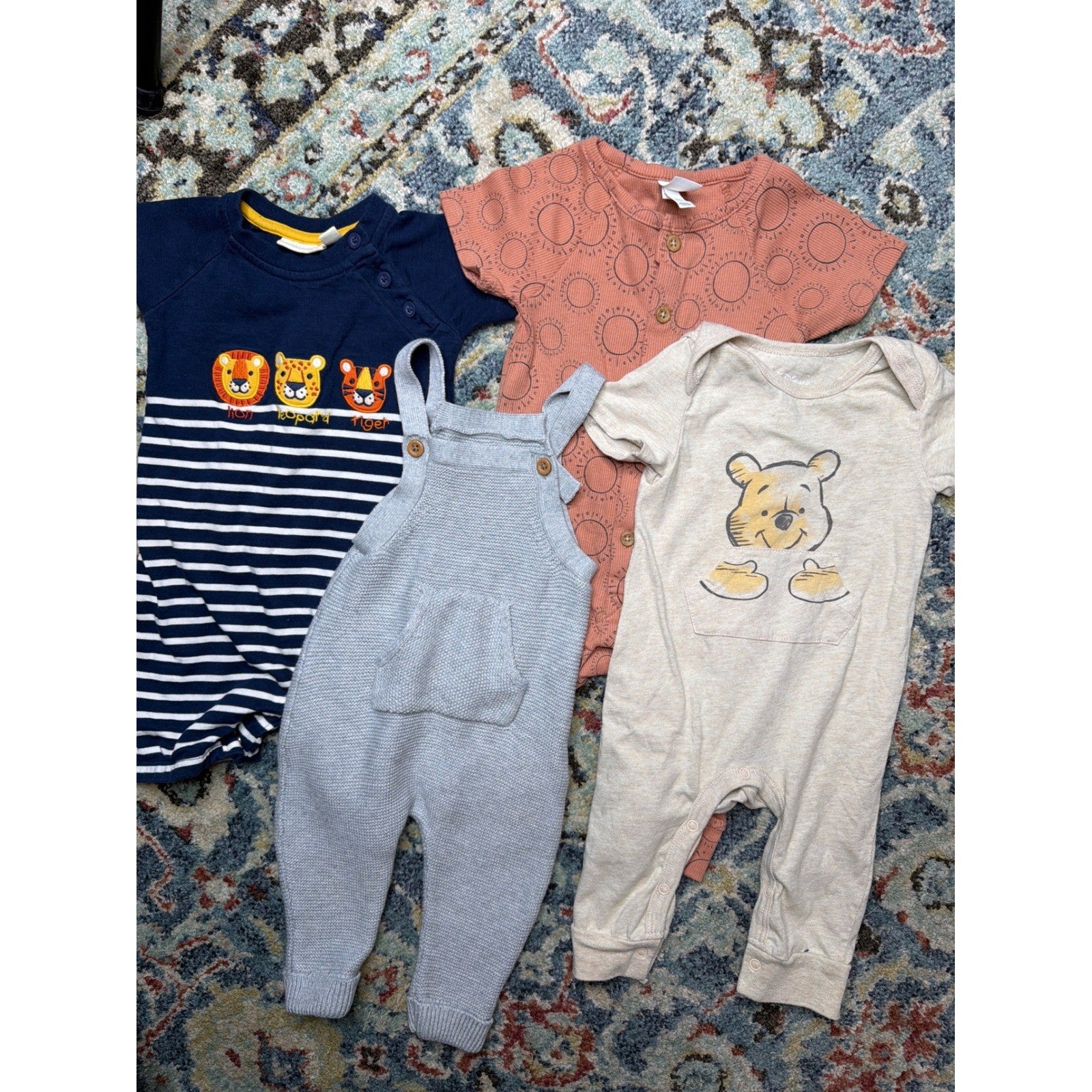 Disney Little Planet Grayson Collective Boys 6-12M Romper Overalls Bundle EUC0